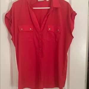 New York & Company Vibrant Red Blouse